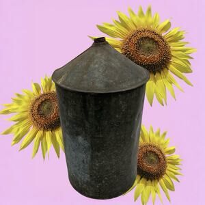 Large Primitive Galvanized Can That Once Held Peppermint Oil